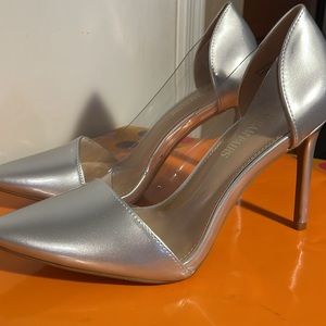 Silver stiletto heels